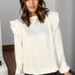 Ruffled Mock Neck Balloon Sleeve Blouse