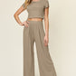 Double Take Full Size Round Neck Top and Pants Set