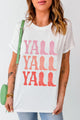 Letter Graphic Round Neck Short Sleeve T-Shirt White