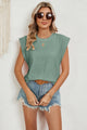 Eyelet Round Neck Tank Light Green