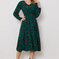 Printed Surplice Neck Long Sleeve Dress