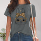 Rabbit Graphic Round Neck Short Sleeve T-Shirt