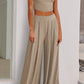 Scoop Neck Top and Wide Leg Pants Set