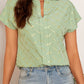 Printed Notched Short Sleeve Blouse