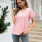 Eyelet Round Neck Short Sleeve Blouse