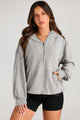 Pocketed Half Zip Long Sleeve Hoodie Gray