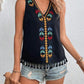 Tassel Printed V-Neck Tank