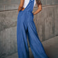 Distressed Wide Leg Denim Overalls