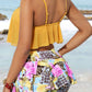 Two-Tone Ladder Cutout Ruffled Two-Piece Swimsuit