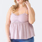 Zenobia Plus Size Frill Smocked Floral Sweetheart Neck Cami