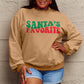 Simply Love Full Size SANTA'S FAVORITE Round Neck Sweatshirt