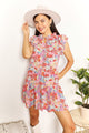 Double Take Floral Tie Neck Cap Sleeve Dress Floral