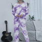 Tie-dye Round Neck Top and Drawstring Pants Lounge Set