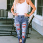 Santa Graphic Distressed Straight Jeans