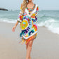 Fringe V-Neck Three-Quarter Sleeve Cover Up