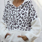 Shiny Leopard Half-Zip Dropped Shoulder Hoodie