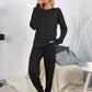 Round Neck Top and Drawstring Pants Lounge Set