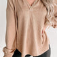 Buttoned Drop Shoulder Drawstring Hoodie