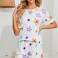 Floral Round Neck Raglan Sleeve Top and Shorts Lounge Set