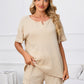 Notched Short Sleeve and Shorts Lounge Set