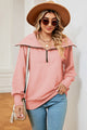 Half Zip Lantern Sleeve Sweatshirt Blush Pink