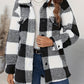 Plaid Button Up Long Sleeve Fuzzy Outerwear