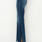 RISEN Full Size High Rise Side Shadow Seam Detail Slit Flare Jeans