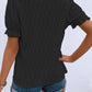 Ruffled Notched Short Sleeve T-Shirt