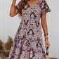 Printed V-Neck Tiered Dress