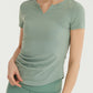 Notched Neck Short Sleeve Active Top