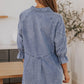 Collared Neck Flounce Sleeve Denim Mini Dress