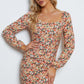 Floral Long-Sleeve Bodycon Dress