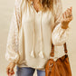 Leopard Tie Neck Balloon Sleeve Blouse