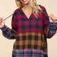 Haptics Plaid Edge Cut Detail Hooded Top