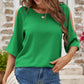 Textured Round Neck Split Sleeve Top