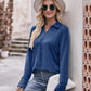 Mandy Decorative Button Johnny Collar Long Sleeve Blouse