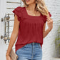 Eyelet Square Neck Cap Sleeve Blouse