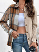 Perfee Contrast Plaid Print Dropped Shoulder Shirt Plaid