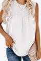 Smocked Tie Back Frill Trim Tank White