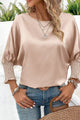Round Neck Batwing Sleeve Blouse Watermelon pink