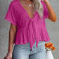 Tied Plunge Short Sleeve Blouse