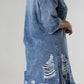 Distressed Raw Hem Button Up Denim Dress