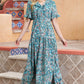 Paisley Print Flounce Sleeve Maxi Dress