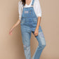 POL Front Chest Zipper Slim Leg Denim Overalls