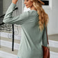 Notched Neck Long Sleeve Buttoned Blouse