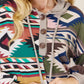 Celeste Full Size Geometric Exposed Seam Drawstring Hoodie