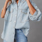 Button Down Raw Hem Denim Jacket