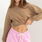 HYFVE Round Neck Long Sleeve Cropped Sweatshirt