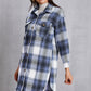 MeiMei Plaid Button Up Dropped Shoulder Coat with Pockets