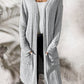 Ribbed Open Front Long Sleeve Cardigan with Pockets